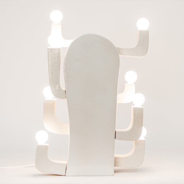 white ceramic Cactus Lamp 3, Organica collection, J Schatz
