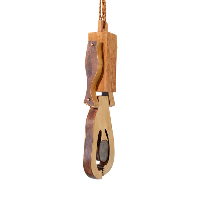 Figures of Presence Totem 4, 2026, suspended ceramic and wood sculpture by Jim Schatz and Peter Souza Jr.