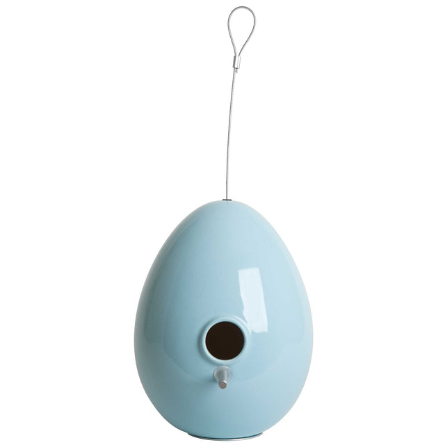light aqua ceramic Egg bird house, J Schatz