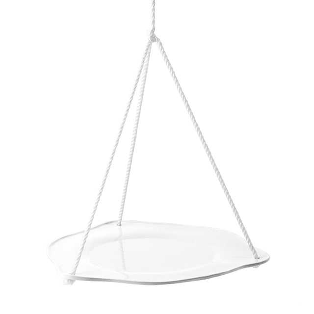 white ceramic hanging bird bath, J Schatz