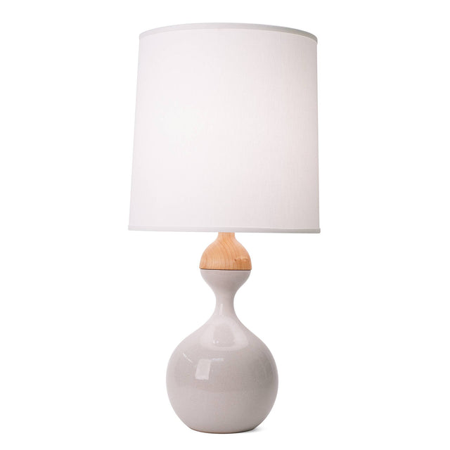 Bright white ceramic Kuni Juu table lamp, J Schatz.