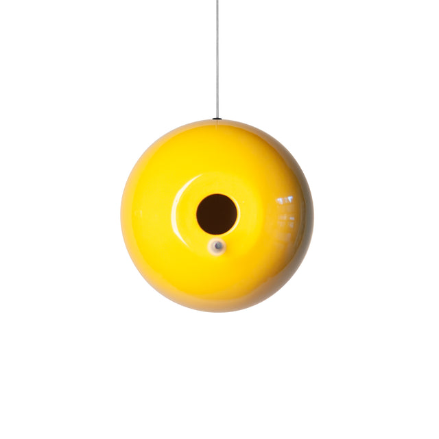 goldenrod yellow ceramic Pop bird house, J Schatz