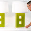 Olive ceramic Figure 8 table lamp pair, J Schatz.