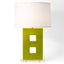 Olive ceramic Figure 8 table lamp pair, J Schatz.