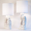 Textured white ceramic amorphous table lamps, J Schatz.