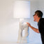 Textured white ceramic amorphous table lamp, J Schatz.
