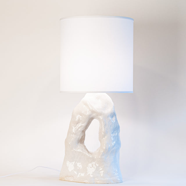 Textured white ceramic amorphous table lamp, J Schatz.