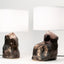 Metallic black ceramic amorphous table lamp pair, J Schatz.