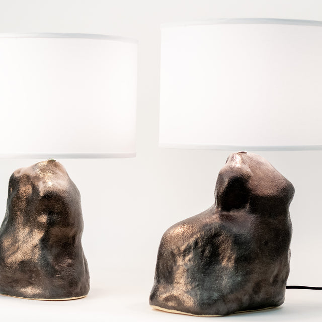 Metallic black ceramic amorphous table lamp, J Schatz.