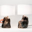 Pair of metallic black ceramic amorphous table lamps, J Schatz.
