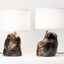 Metallic black ceramic amorphous table lamp pair, J Schatz.