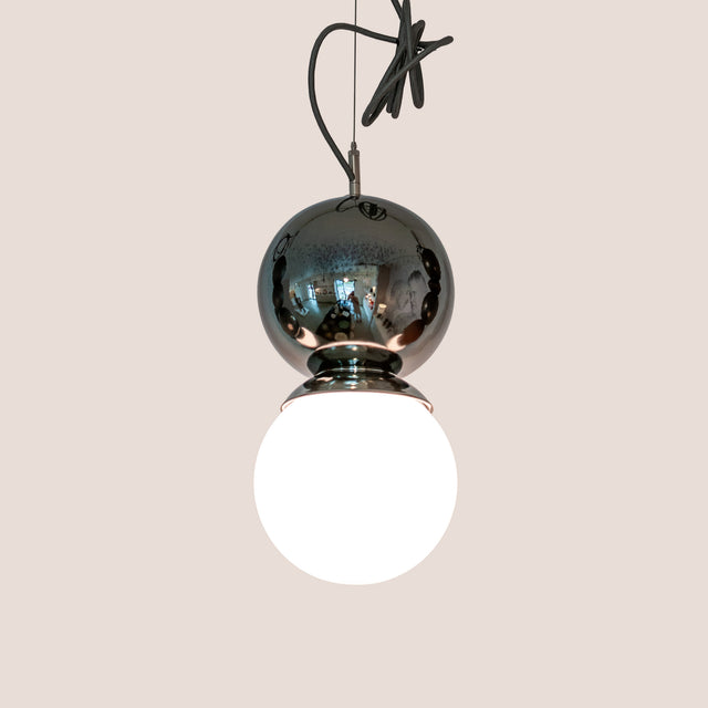 Platinum ceramic Dot Dot Dot pendant, single sphere, J Schatz.