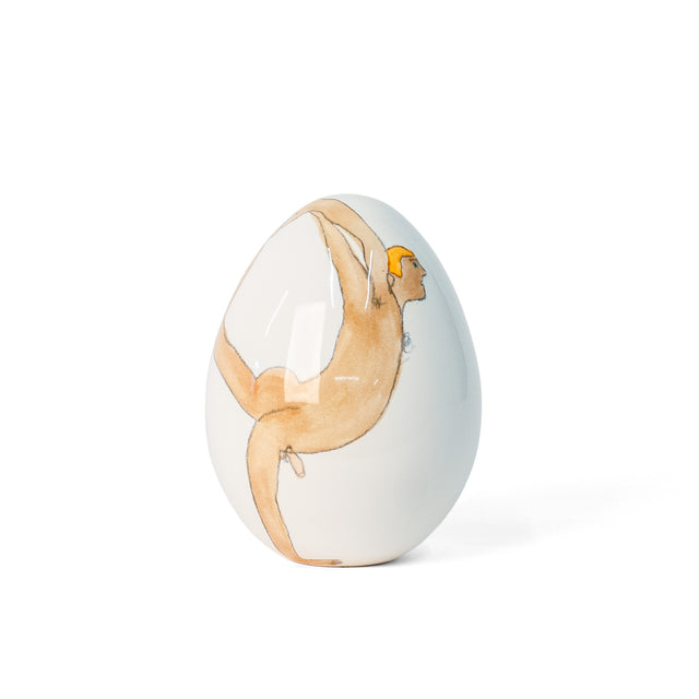 Figure Study Egg, porcelain with hand-drawn figure study, by Jim Schatz