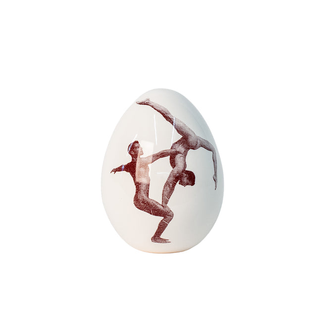 Figure Study Egg, porcelain with photographic figure-study imagery of a couple, by Jim Schatz