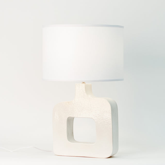 Textured white ceramic Form Study table lamp, J Schatz.
