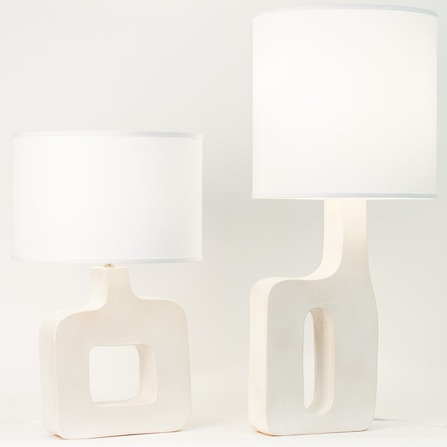 Textured white ceramic Form Study table lamps, J Schatz.