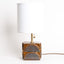 Geometria ceramic table lamp in cocoa blue metallic, base, J Schatz