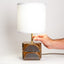 Geometria ceramic table lamp in cocoa blue metallic, detail, J Schatz