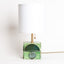 Geometria ceramic table lamp in sage green metallic, base, J Schatz
