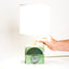 Geometria ceramic table lamp in sage green metallic, detail, J Schatz