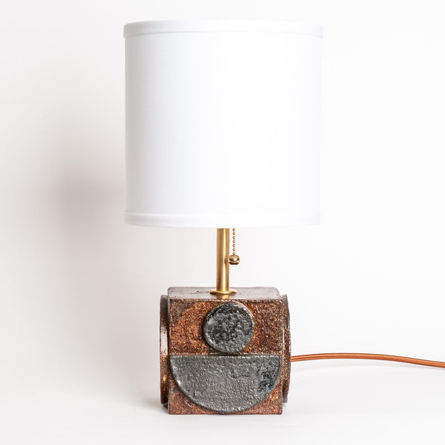 Geometria ceramic table lamp in walnut black metallic, J Schatz