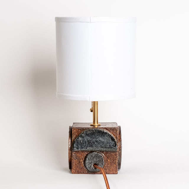 Geometria ceramic table lamp in walnut black metallic, base, J Schatz