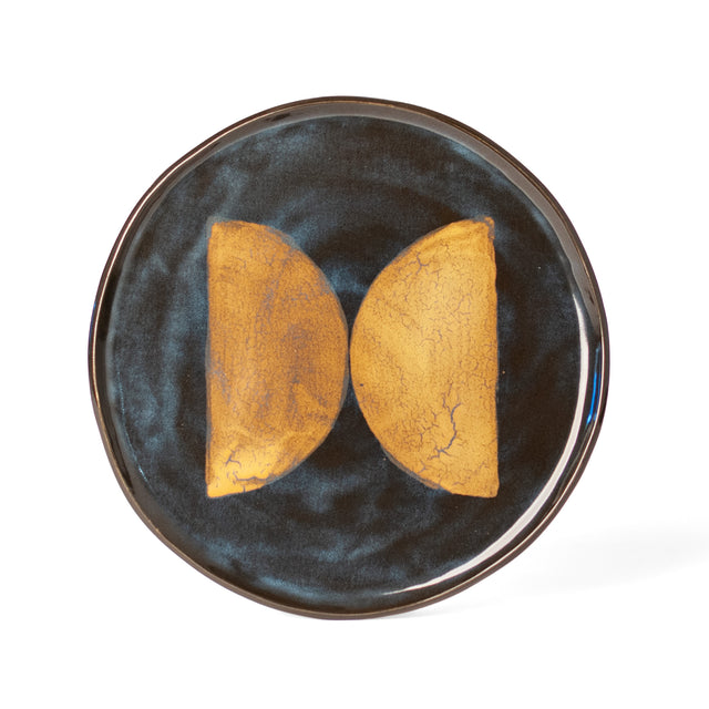 One-of-a-kind glazed stoneware Geometria platter, glaze 28 over 12, J Schatz