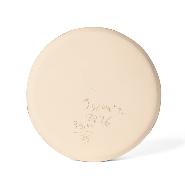 Back of glazed stoneware Geometria platter, glaze 33/40 over 25, J Schatz