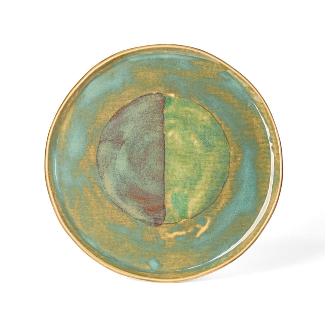 One-of-a-kind glazed stoneware Geometria platter, glaze 33/40 over 25, J Schatz
