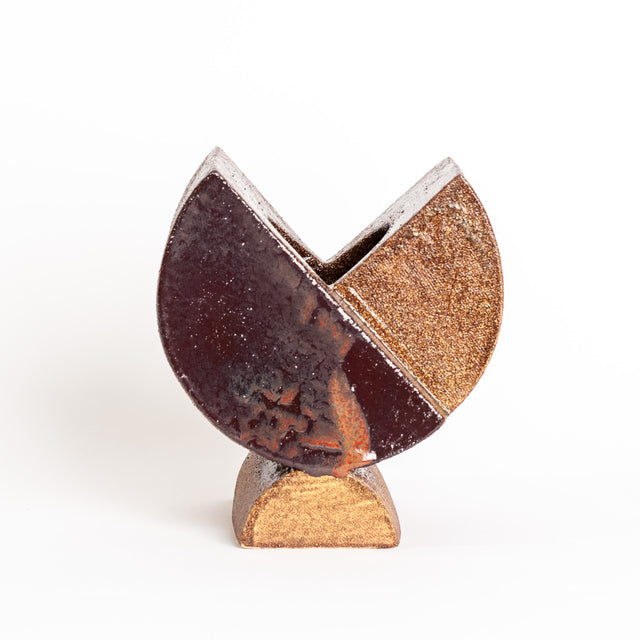 Cocoa, plum, and earth glazed stoneware Geometria vessel, J Schatz