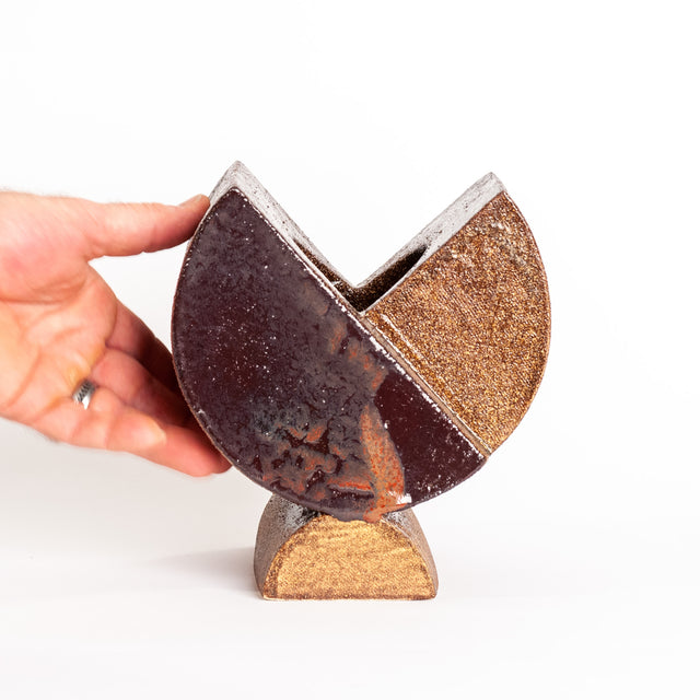 Cocoa, plum, and earth glazed stoneware Geometria vessel, J Schatz