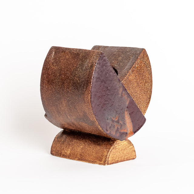 Cocoa, plum, and earth glazed stoneware Geometria vessel, J Schatz