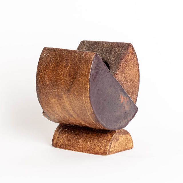 Cocoa, plum, and earth glazed stoneware Geometria vessel, J Schatz