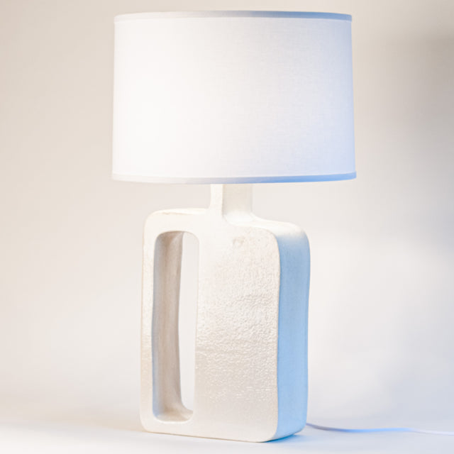 Textured white ceramic Form Study table lamp, J Schatz.