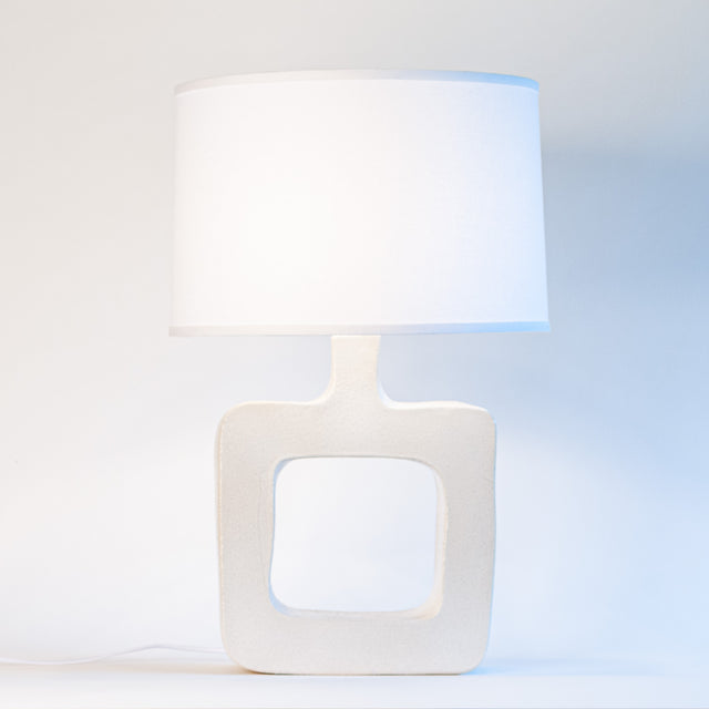 Textured white ceramic Form Study table lamp, J Schatz.