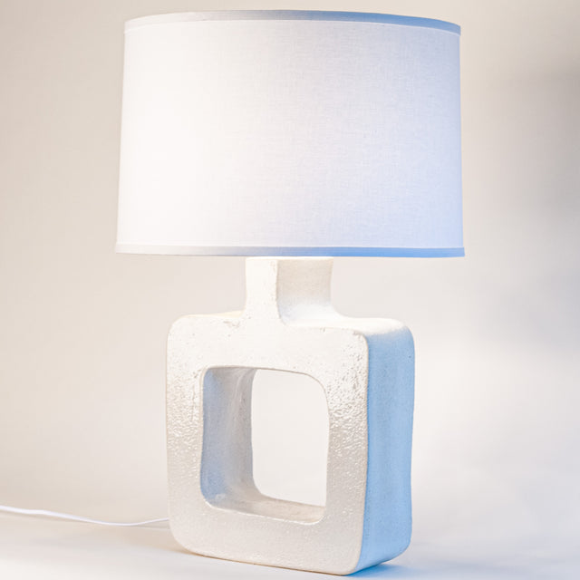 Textured white ceramic Form Study table lamp, J Schatz.