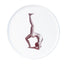 Photographic transfer of an inverted figure with one leg vertical on stoneware Gestures plate, J Schatz.