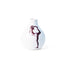 Photographic transfer of a standing backbend with leg raised behind on porcelain Gestures bud vase, J Schatz.