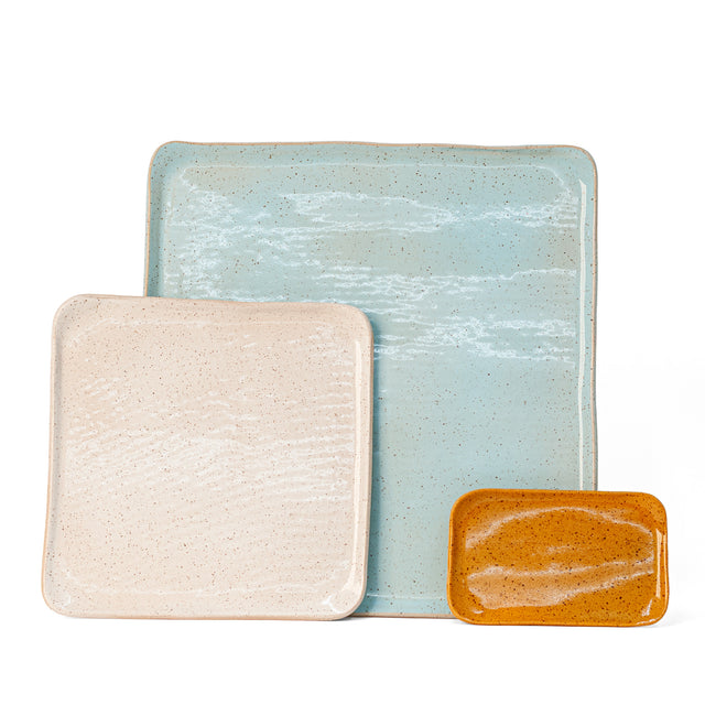 Light aqua slab-built stoneware Mod platter, J Schatz