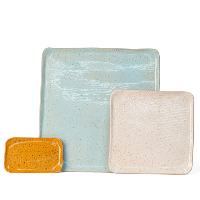 Light aqua slab-built stoneware Mod platter, J Schatz