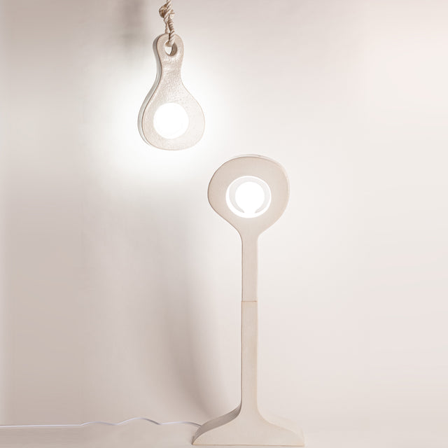 Ceramic Aura floor lamp in a room, J Schatz.