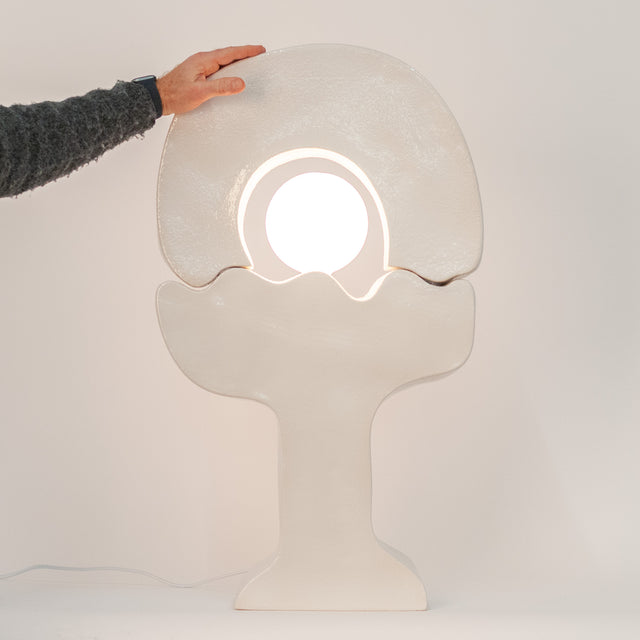 white ceramic Cactus Lamp 4, side view, J Schatz