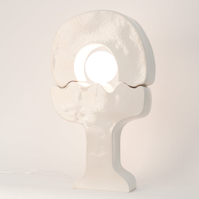 white ceramic Cactus Lamp 4, angle view, J Schatz
