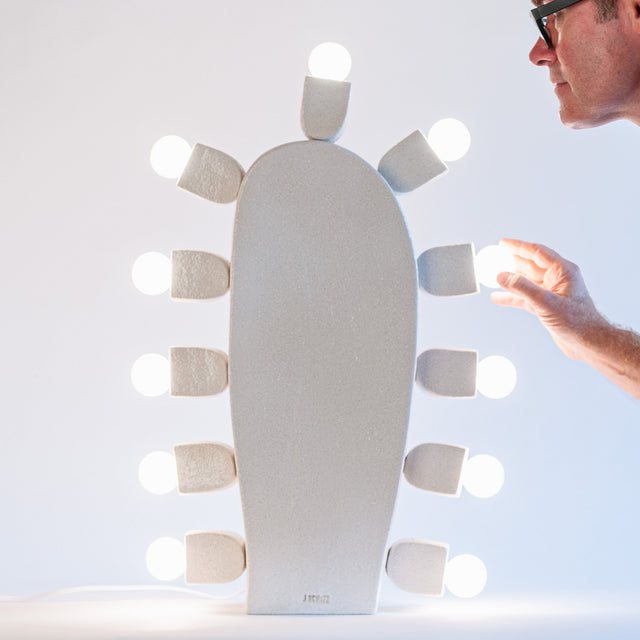 white ceramic Cactus Lamp 1, detail, J Schatz