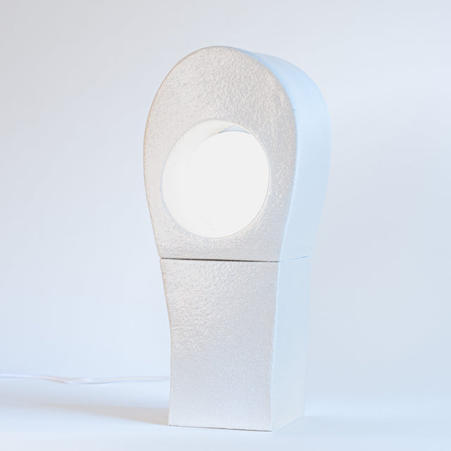 white ceramic Cactus Lamp 2, side view, J Schatz