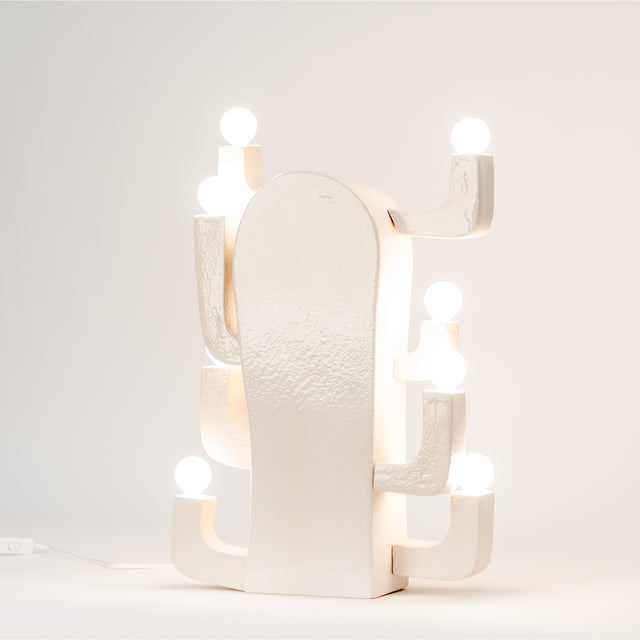 white ceramic Cactus Lamp 3, detail, J Schatz