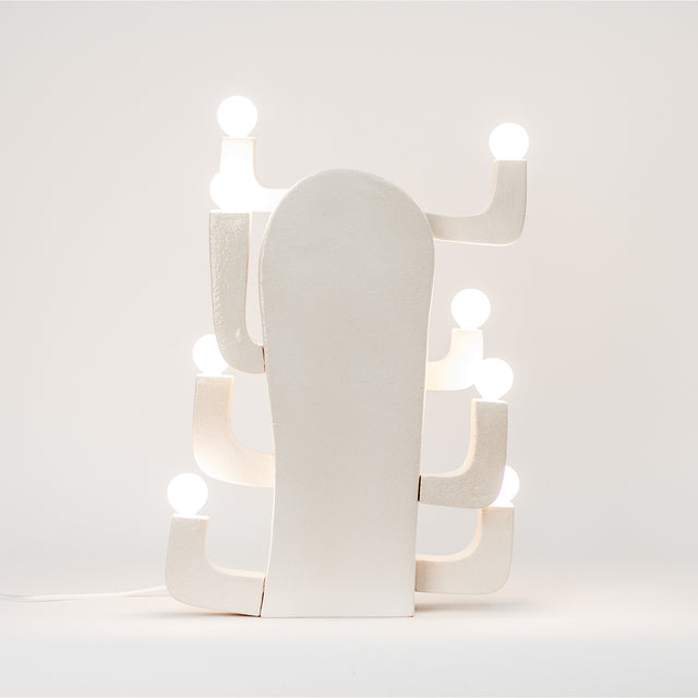 white ceramic Cactus Lamp 3 in an interior, J Schatz