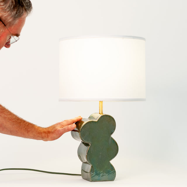 Organica Cactus ceramic table lamp, lit detail, J Schatz