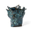 Blue-glazed stoneware vessel, alternate view of the crumpled body and torn peaks, by Peter Souza Jr., J Schatz