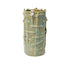 Sea-green glazed stoneware vessel, alternate view of the lattice strips and rust flecks, by Peter Souza Jr., J Schatz